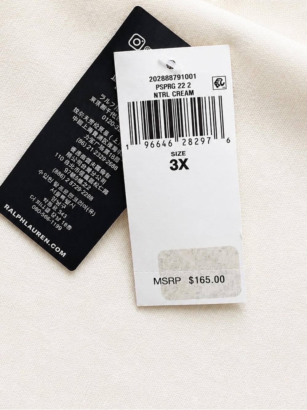 Ralph Lauren Off-the-Shoulder Crème Sweater Top 3X NWT Ivory/Cream MSRP $165 - Picture 4 of 8
